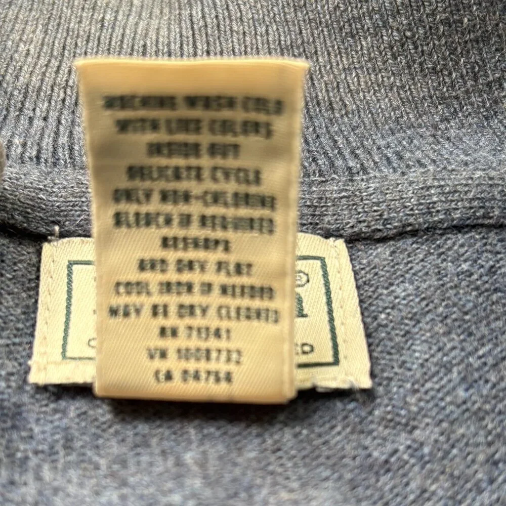 L.L. Bean Cashmere Blend 1/4 Zip Mock Neck Pullover Sweater Blue Gray Size Small